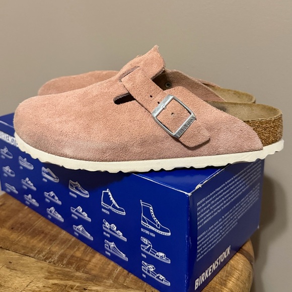 Birkenstock Boston Clay Pink Suede Slip-On Clogs, Size 39 - Picture 2 of 8